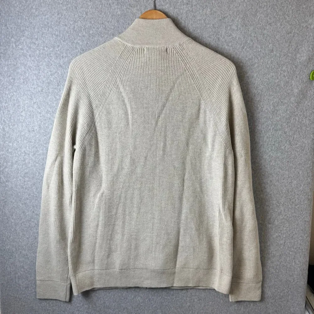 NWT Banana Republic Full Zip Cardigan Sweater Mens Size Large Cream Mr Roger’s